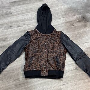 Obey Leopard Print Jacket with Black Sleeves